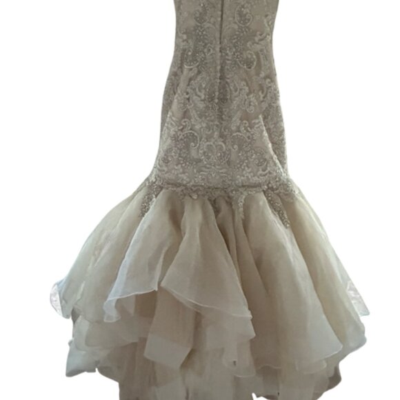 Maggie Sottero Wedding Dress Malina size 12 Ivory/Gold/Pewter - Picture 2 of 11